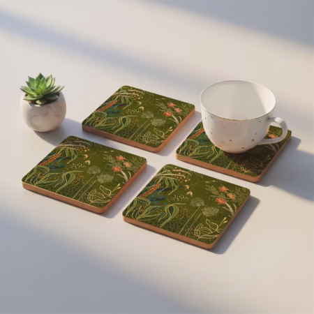 Botanical Green Coasters - Minnions Marketing