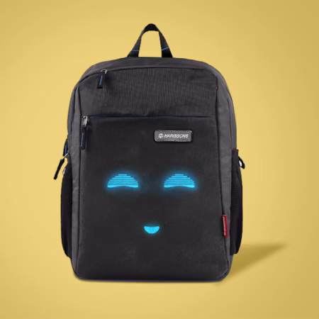 Black Backpack with Glowing Face Design - Minnions Marketing
